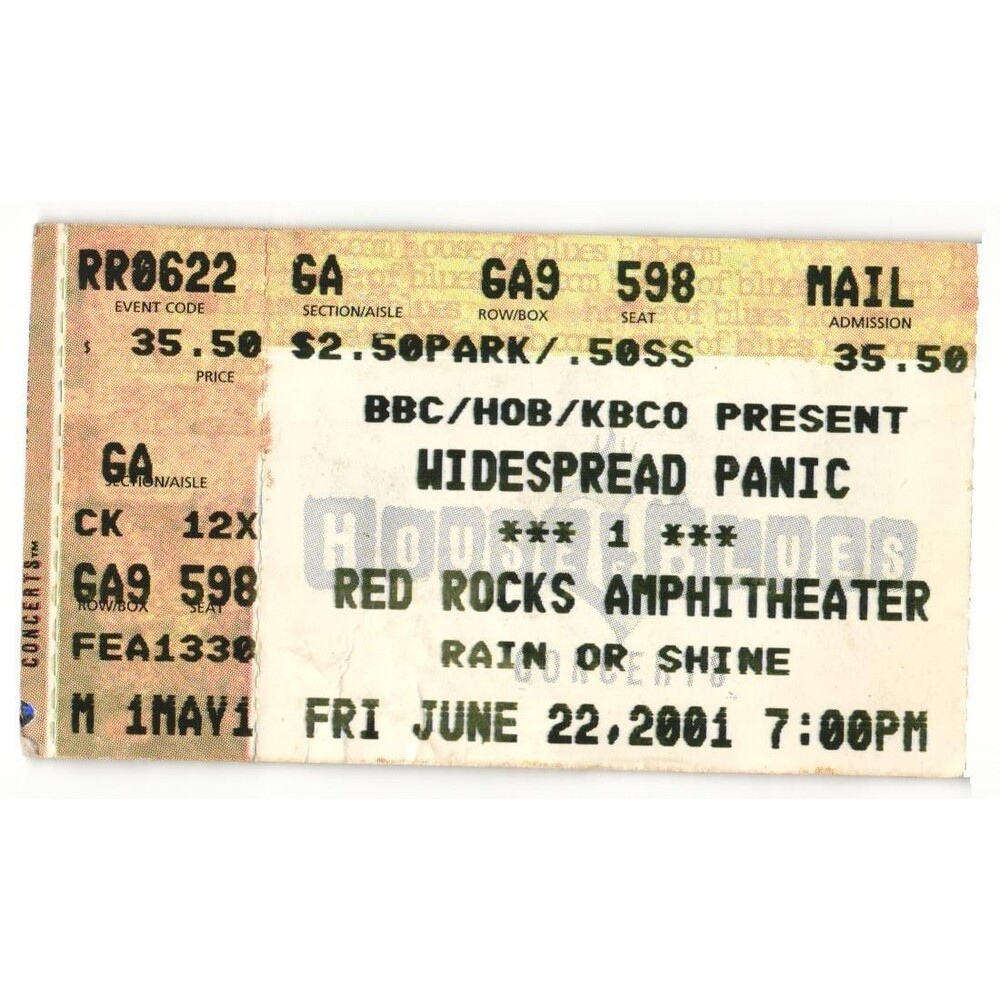 Vintage 2001 Widespread Panic Concert Ticket Stub Morrison CO